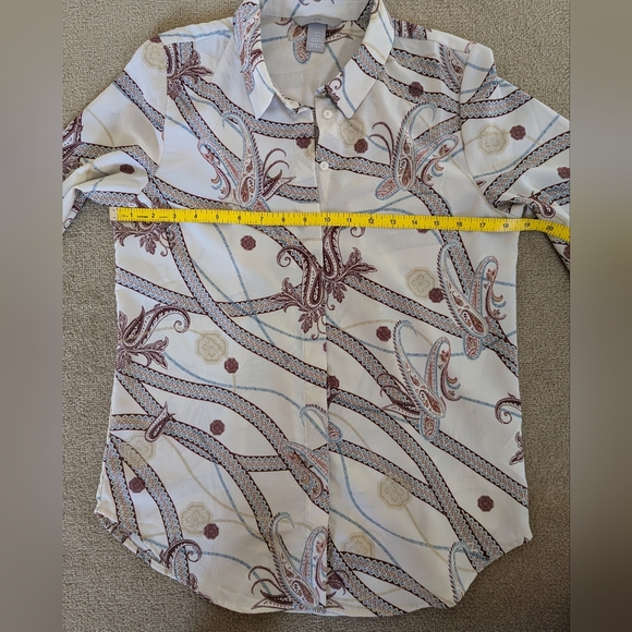 Vintage Inspired H&M Button Down Blouse SMALL Size 2 Paisley Chain Medallion - Picture 5 of 8